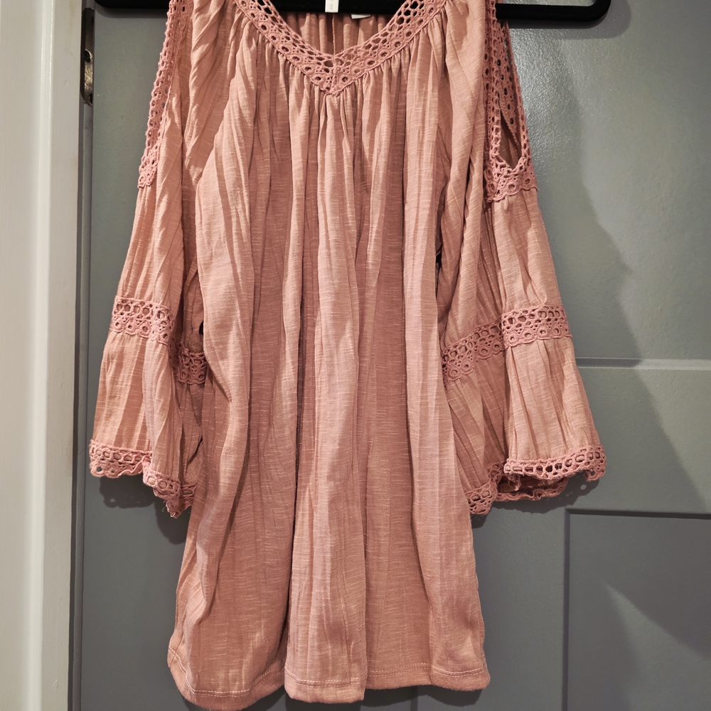 Cato Blush Lace Accent Top